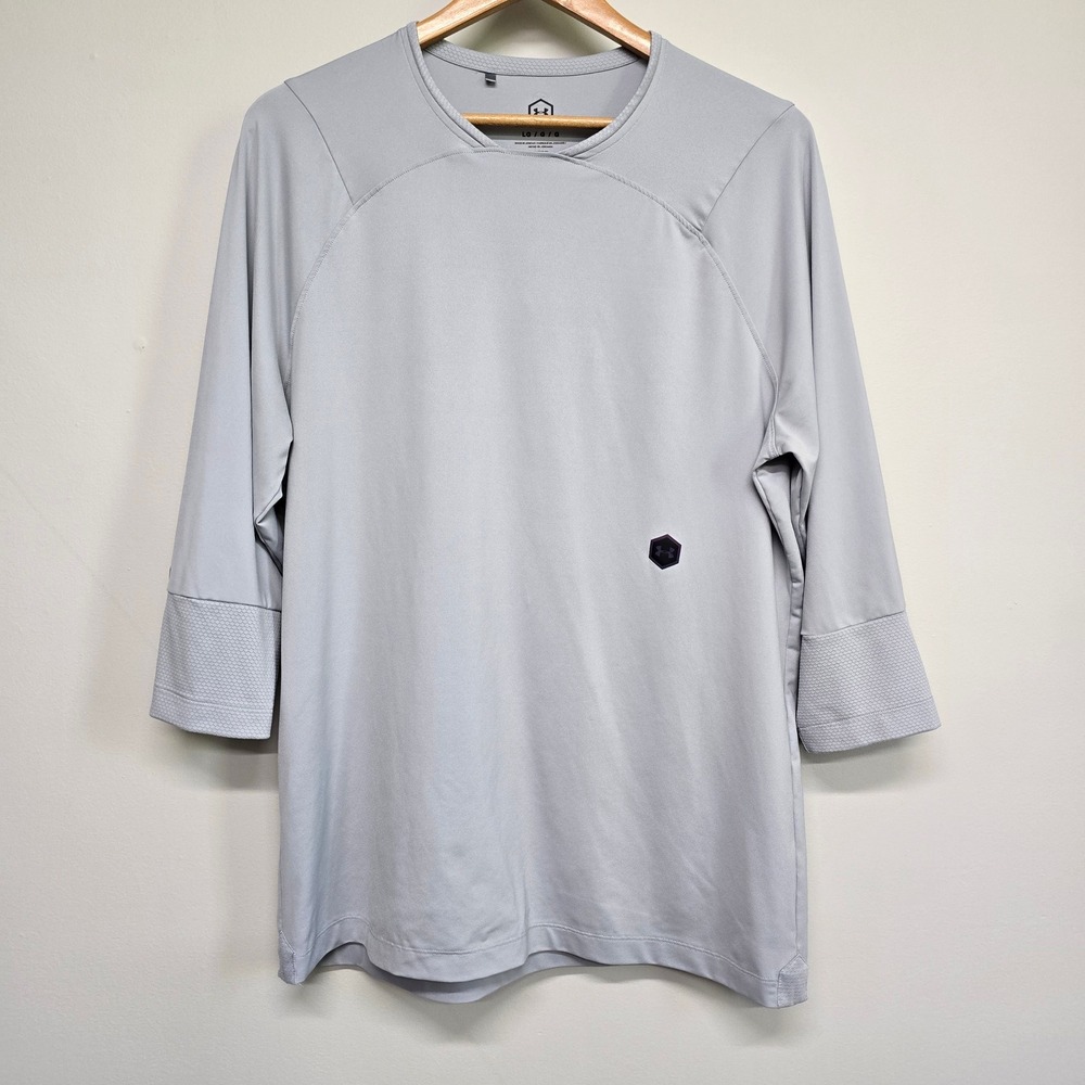 Under Armour Rush 3/4 Sleeve Shirt Mens Large Grey Performance Techwear Gorpcore